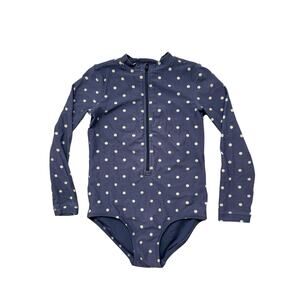 PRIMARY Blue Dot Long Sleeve Zip Bathing Suit Size 4-5 Girls Sun Safe Polka